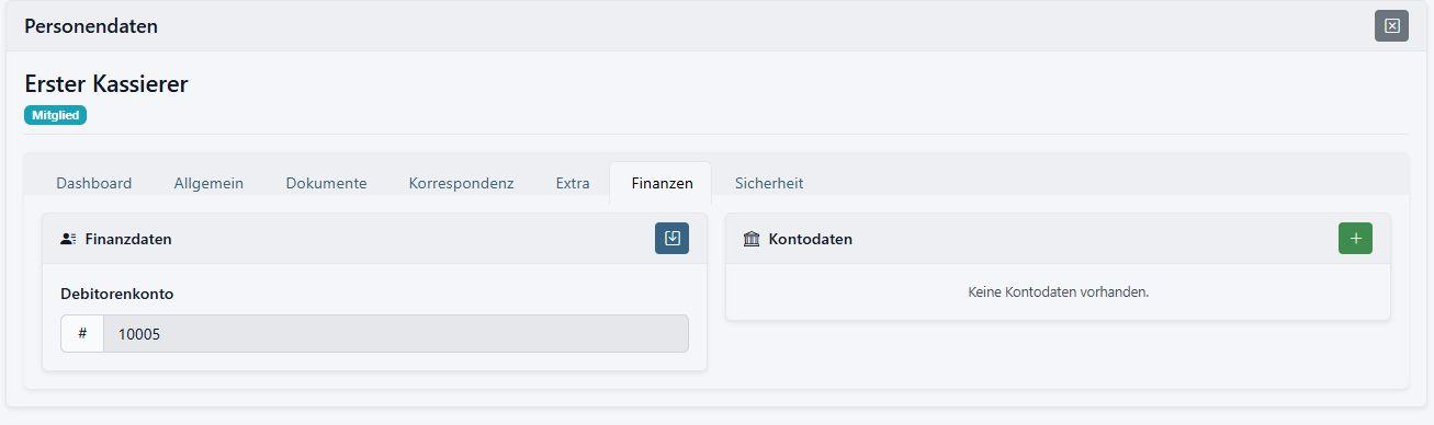 Bereich zur Erstellung eines Debitorenkontos im Cloud Based Office CRM