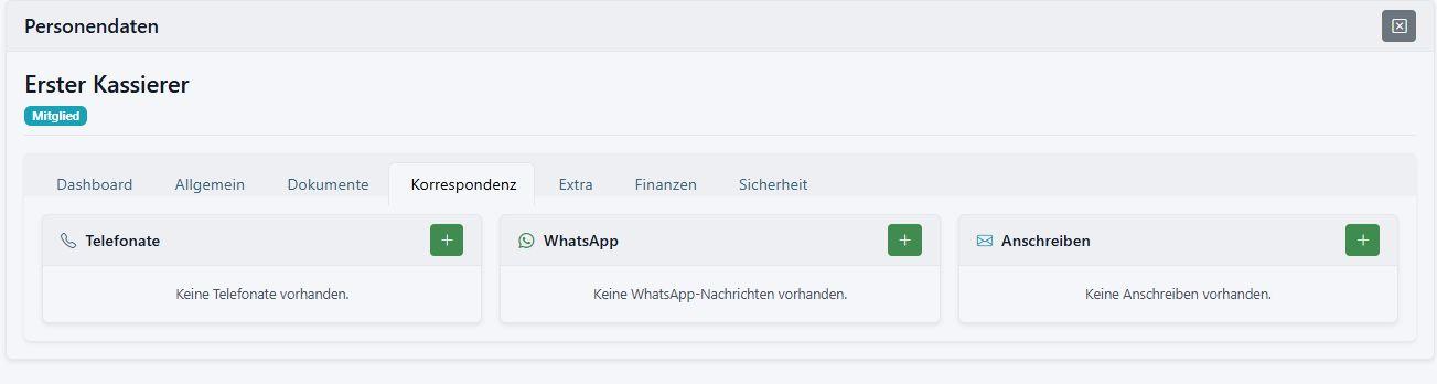 Korrespondenz-Historie und Kommunikationsprotokoll einer Person im CRM